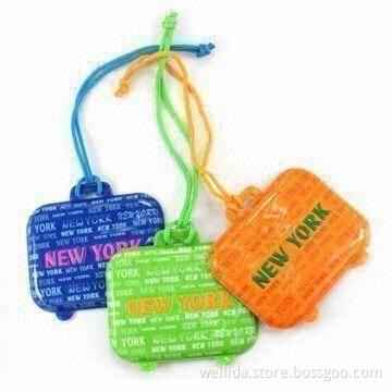 Squared Luggage Tags, Made of PVC Material, Available in Various Colors and Shapes
